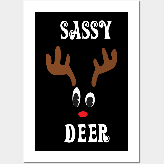 Sassy Reindeer Deer Red nosed Christmas Deer Hunting Hobbies Interests Wall Art by familycuteycom